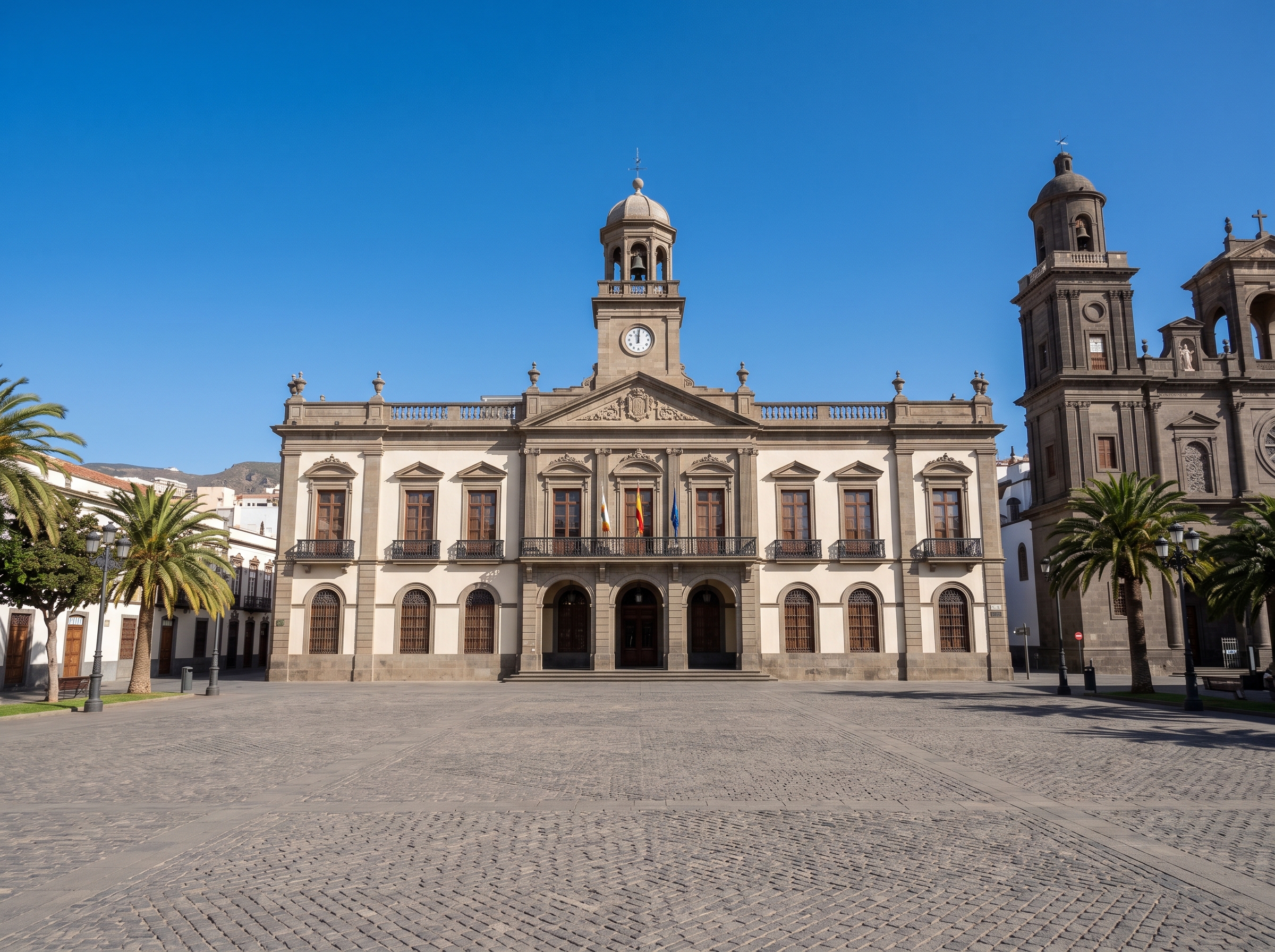 Fachada de un edificio de la administración pública Plaza Santa Ana Las Palmas
